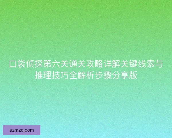 口袋侦探第六关通关攻略详解关键线索与推理技巧全解析步骤分享版