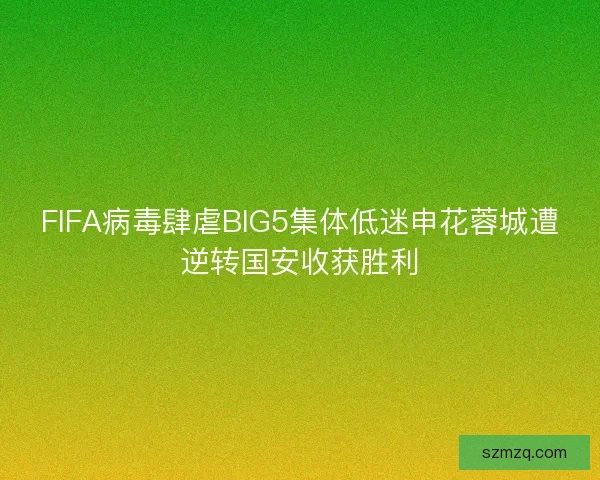 FIFA病毒肆虐BIG5集体低迷申花蓉城遭逆转国安收获胜利 FIFA病毒肆虐BIG5集体低迷申花蓉城遭逆转国安收获胜利